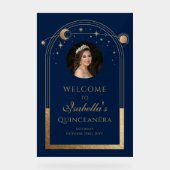 シアルブルー金ゴールドキンセアニラ誕生日ウェルカム アクリルサイン (正面)