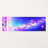 シアルブルー&ピンク銀河系名前をカスタムするデュアルサイド ヨガマット (正面(横))
