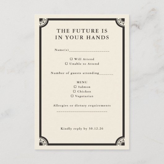 シアルボホタロットウェディングRSVPカード エンクロージャーカード (裏面)