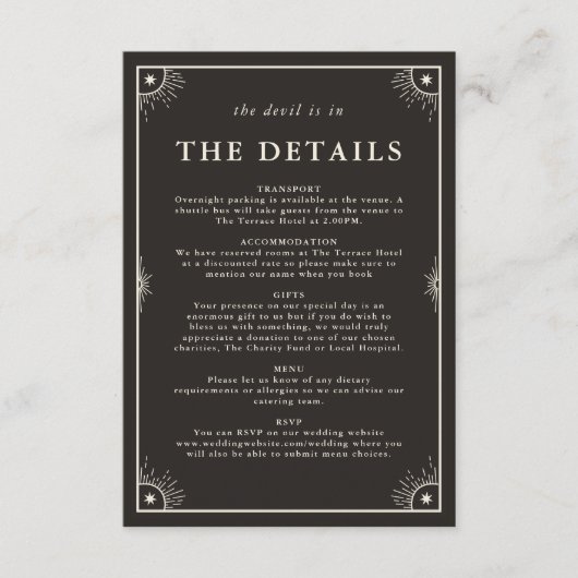 シアルボホタロット結婚の詳細招待状カード エンクロージャーカード (正面)