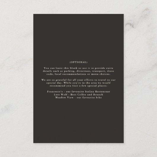 シアルボホタロット結婚の詳細招待状カード エンクロージャーカード (裏面)