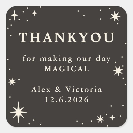 シアルボホ結婚式の引き出物感謝していおステッカー スクエアシール (正面)