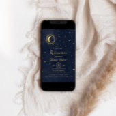 シアルミッドナイトブルー金ゴールドスターズキンセアニェラ 招待状