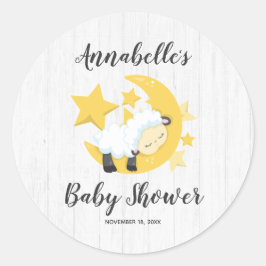 シアルムーンスターズ&ラムベビーシャワー招待状 ラウンドシール