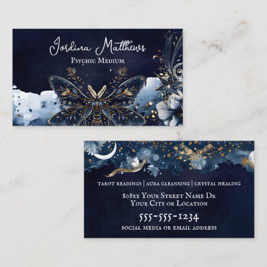 シアルモスブルーと金ゴールドナイトスカイサイキック 名刺 (正面/裏面)