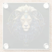 シアルライオン〔占星術の〕十二宮図シンボルサンサイン名レオ ガラスコースター (裏面)