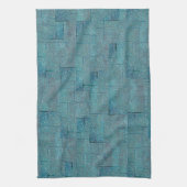 シアンからグレーのテクスチャ形状のモザイク切り出し キッチンタオル (縦)