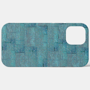 シアンからグレーのテクスチャ形状のモザイク切り出し iPhone 12 PRO MAX ケース