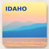 シアンとサーモンの夕日 コースター (正面)