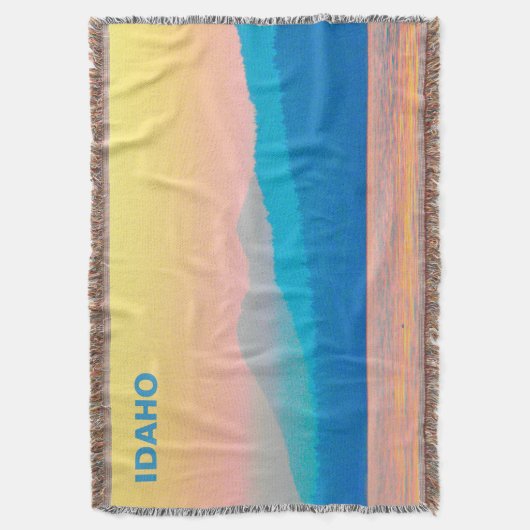 シアンとサーモンの夕日 スローブランケット (正面縦)