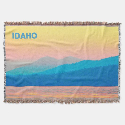 シアンとサーモンの夕日 スローブランケット (正面)