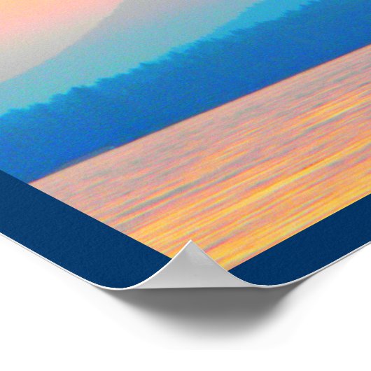 シアンとサーモンの夕日 ポスター (角)