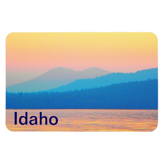 シアンとサーモンの夕日 マグネット (横)