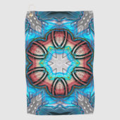 シアンとシルバーの万華鏡のように千変万化するパターンとラフ絵を描な ゴルフタオル (正面)