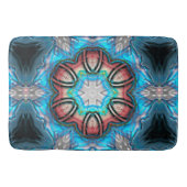 シアンとシルバーの万華鏡のように千変万化するパターンとラフ絵を描な バスマット (正面)