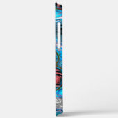 シアンとシルバーの万華鏡のように千変万化するパターンとラフ絵を描な Case-Mate iPhoneケース (裏面 / 左)