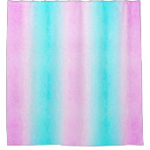 シアンとピンクのストライプのシャワーカーテン シャワーカーテン (正面)