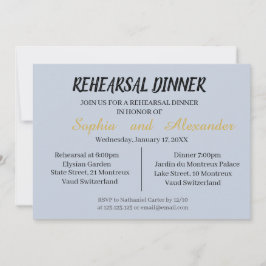 シアンとブラックでのリハーサルのディナー招待 招待状