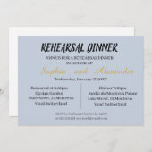 シアンとブラックでのリハーサルのディナー招待 招待状 (正面/裏面)