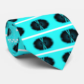 シアンとブラックのアブストラクトアートプリント ネクタイ (ロール)