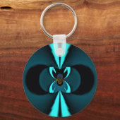 シアンとブラックの抽象芸術アートプリント キーホルダー (正面)