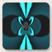 シアンとブラックの抽象芸術アートプリント コースター (正面)