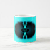 シアンとブラックの抽象芸術アートプリント コーヒーマグカップ (中央)
