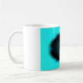 シアンとブラックの抽象芸術アートプリント コーヒーマグカップ (左)