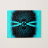 シアンとブラックの抽象芸術アートプリント ジグソーパズル (横)