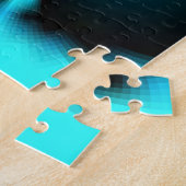 シアンとブラックの抽象芸術アートプリント ジグソーパズル (側面)