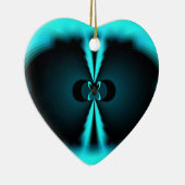 シアンとブラックの抽象芸術アートプリント セラミックオーナメント (右)