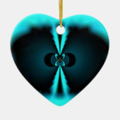 シアンとブラックの抽象芸術アートプリント セラミックオーナメント (正面)