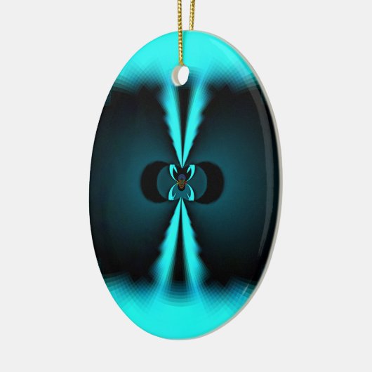 シアンとブラックの抽象芸術アートプリント セラミックオーナメント (左)