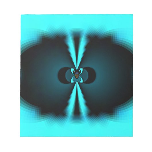 シアンとブラックの抽象芸術アートプリント ノートパッド (正面)