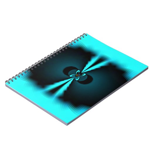 シアンとブラックの抽象芸術アートプリント ノートブック (左側)