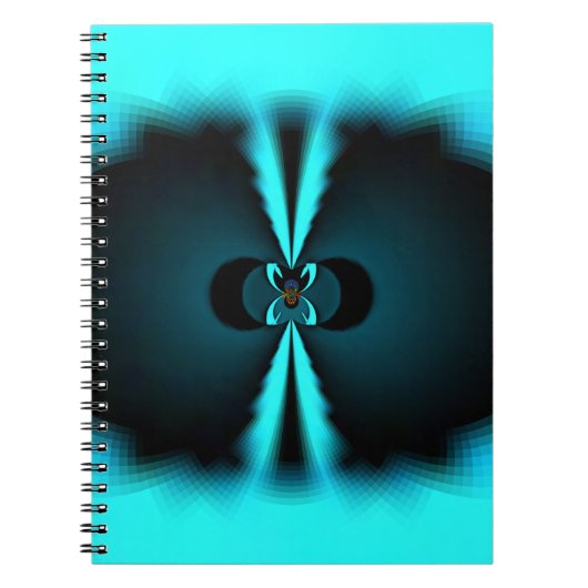 シアンとブラックの抽象芸術アートプリント ノートブック (正面)