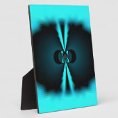 シアンとブラックの抽象芸術アートプリント フォトプラーク (側面)