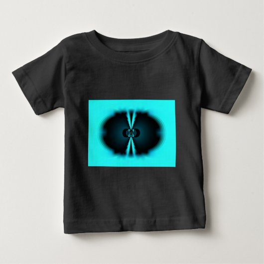 シアンとブラックの抽象芸術アートプリント ベビーTシャツ (正面)