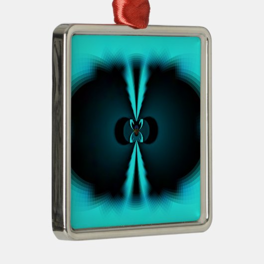 シアンとブラックの抽象芸術アートプリント メタルオーナメント (右)