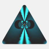 シアンとブラックの抽象芸術アートプリント 三角形シール (正面)