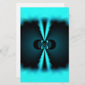 シアンとブラックの抽象芸術アートプリント 便箋 (正面/裏面)