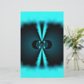 シアンとブラックの抽象芸術アートプリント 便箋 (スタンド正面)