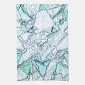 シアンとミントの混合物の石のように粗い キッチンタオル (縦)