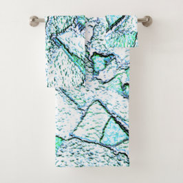 シアンとミントの混合物の石のように粗い バスタオルセット