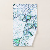 シアンとミントの混合物の石のように粗い バスタオルセット (ハンドタオル)