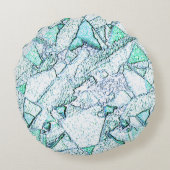 シアンとミントの混合物の石のように粗い ラウンドクッション (裏面)