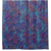 シアンと赤絵を描の残(ばちゃばちゃ)跳ねる シャワーカーテン (正面)