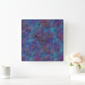 シアンと赤絵を描の残（ばちゃばちゃ）跳ねる スクエア壁時計 (ホーム)