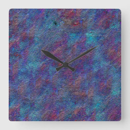 シアンと赤絵を描の残（ばちゃばちゃ）跳ねる スクエア壁時計