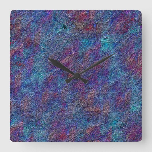 シアンと赤絵を描の残（ばちゃばちゃ）跳ねる スクエア壁時計 (正面)